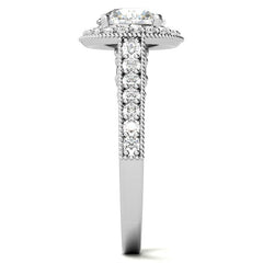 Round Scroll Halo Moissanite Engagement Ring