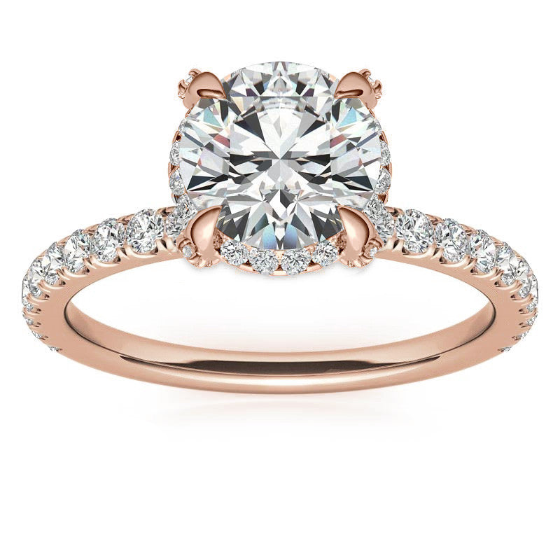 Round Petite Pave Style Moissanite Engagement Ring