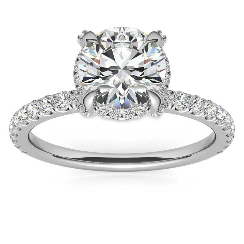 Round Petite Pave Style Moissanite Engagement Ring