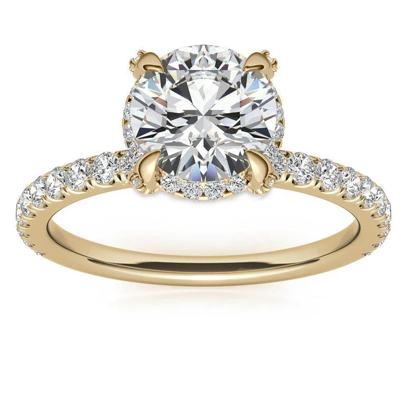 Round Petite Pave Style Moissanite Engagement Ring