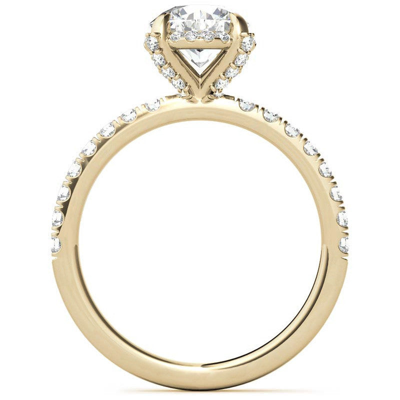 Round Petite Pave Style Moissanite Engagement Ring