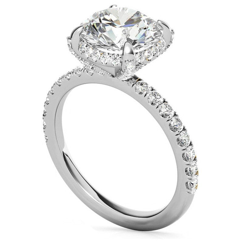 Round Petite Pave Style Moissanite Engagement Ring