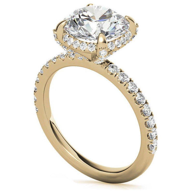 Round Petite Pave Style Moissanite Engagement Ring