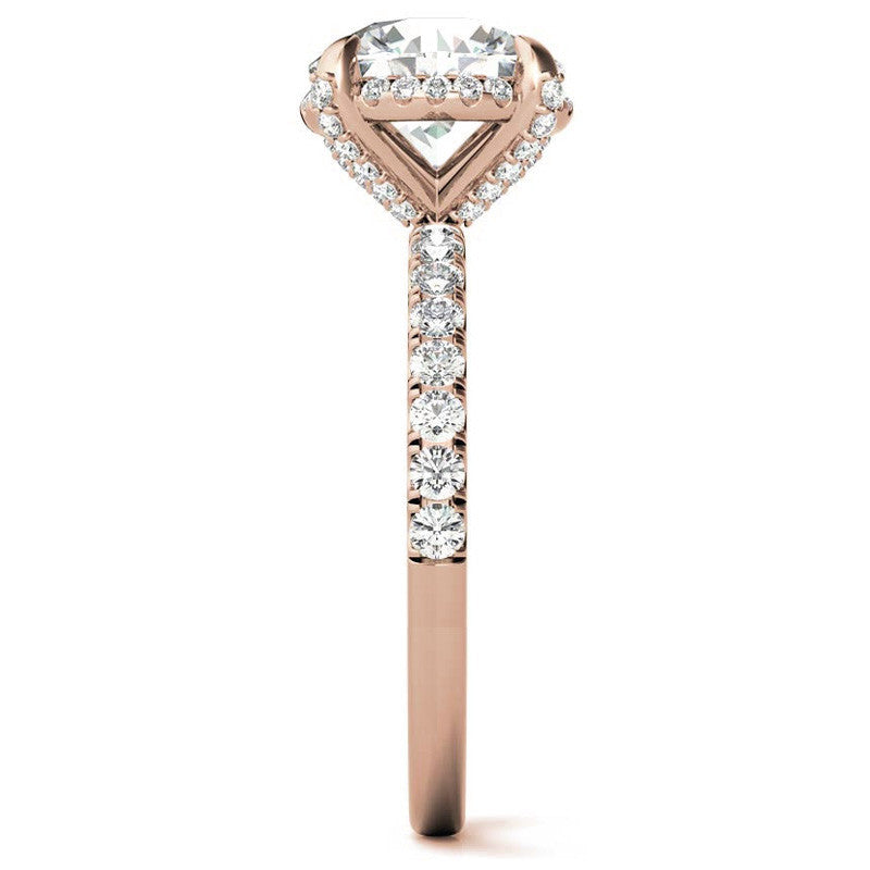 Round Petite Pave Style Moissanite Engagement Ring