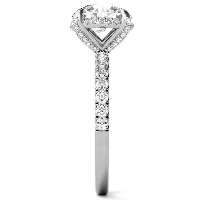 Round Petite Pave Style Moissanite Engagement Ring