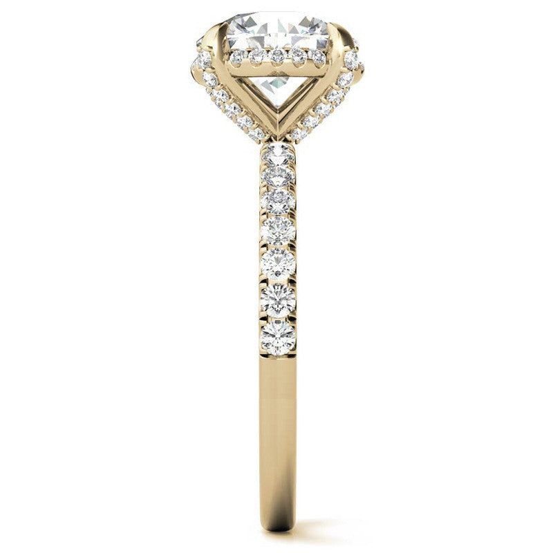 Round Petite Pave Style Moissanite Engagement Ring