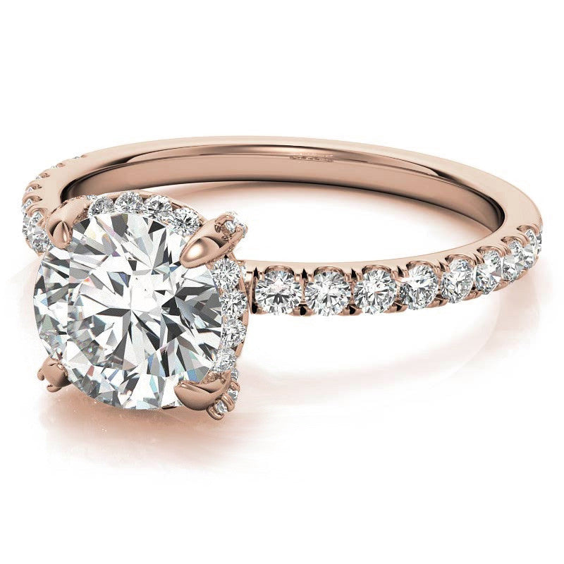 Round Petite Pave Style Moissanite Engagement Ring