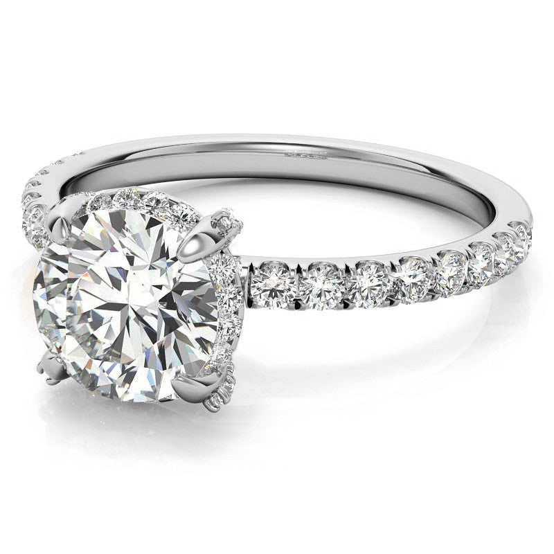 Round Petite Pave Style Moissanite Engagement Ring