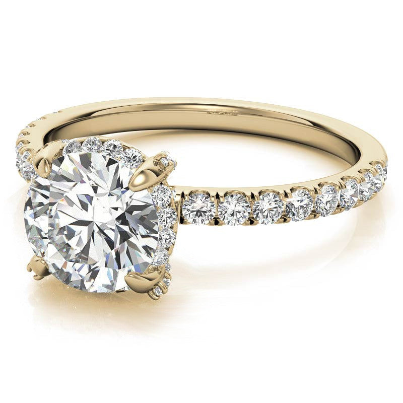 Round Petite Pave Style Moissanite Engagement Ring