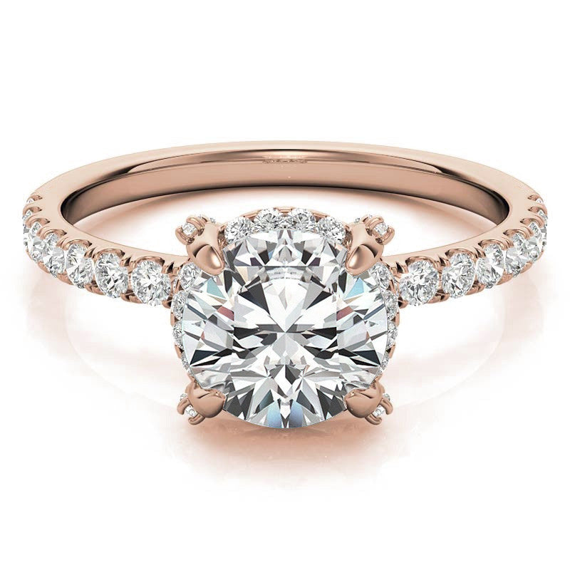 Round Petite Pave Style Moissanite Engagement Ring