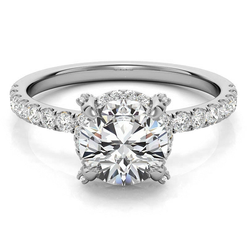 Round Petite Pave Style Moissanite Engagement Ring