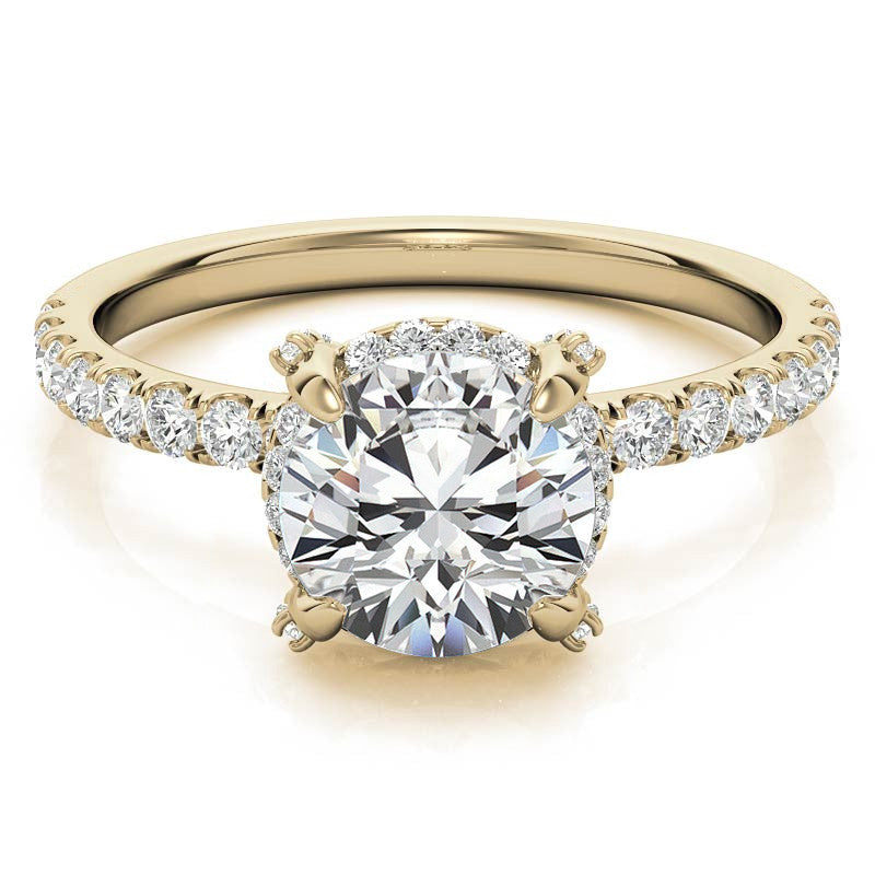 Round Petite Pave Style Moissanite Engagement Ring