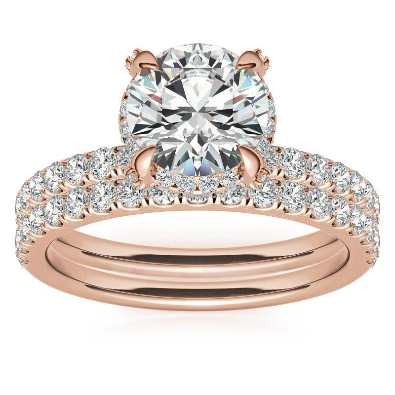 Round Petite Pave Style Moissanite Engagement Ring
