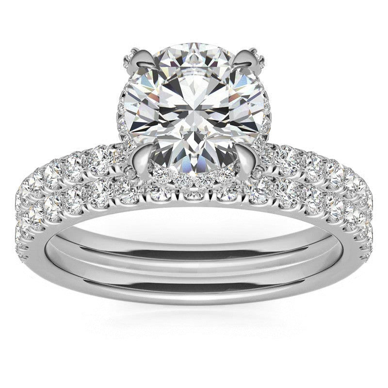 Round Petite Pave Style Moissanite Engagement Ring