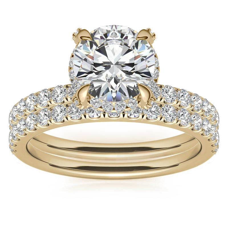 Round Petite Pave Style Moissanite Engagement Ring