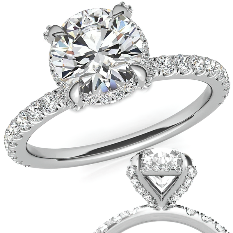Round Petite Pave Style Moissanite Engagement Ring