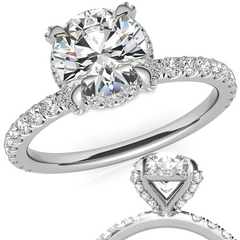 Round Petite Pave Style Moissanite Engagement Ring