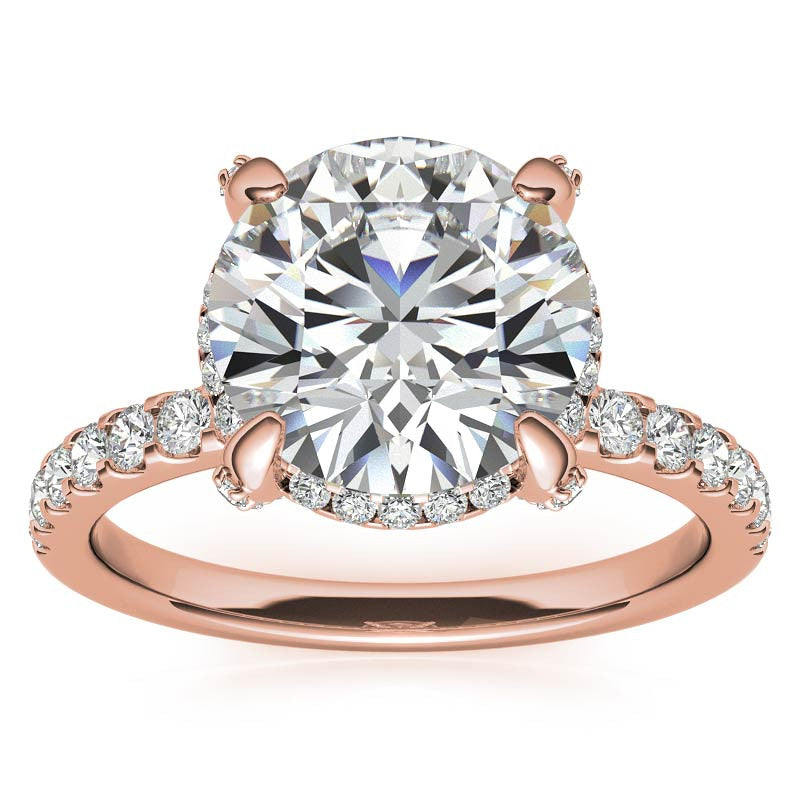 Round Petite Pave Style Moissanite Engagement Ring