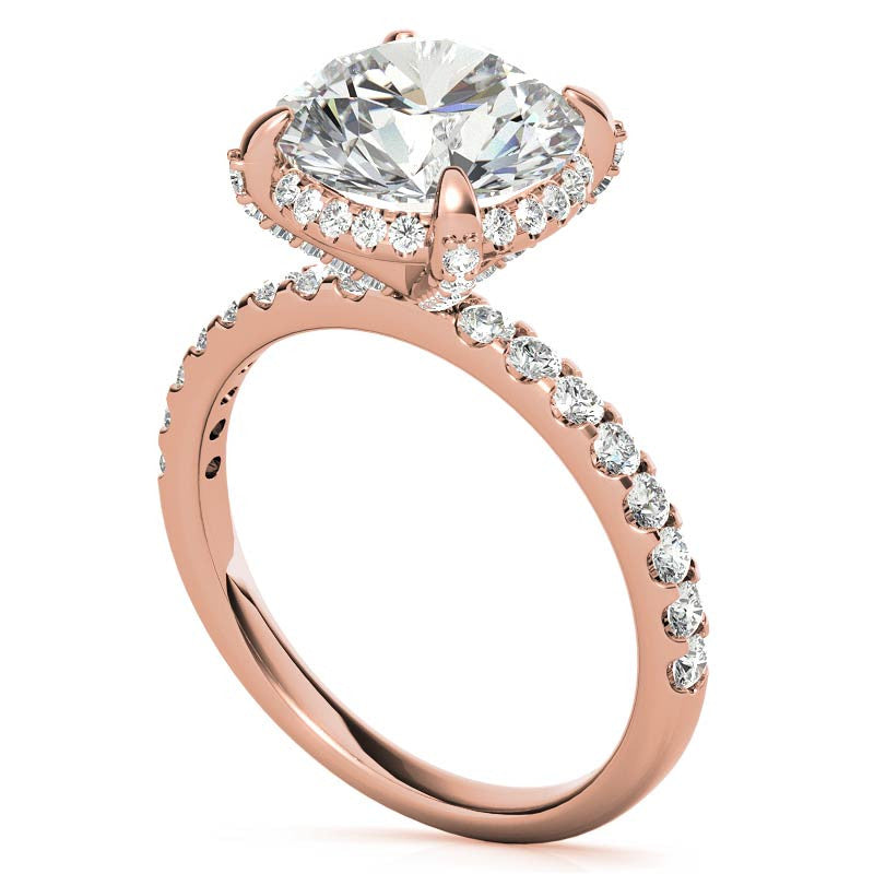 Round Petite Pave Style Moissanite Engagement Ring