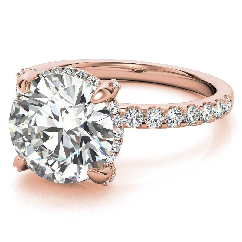 Round Petite Pave Style Moissanite Engagement Ring