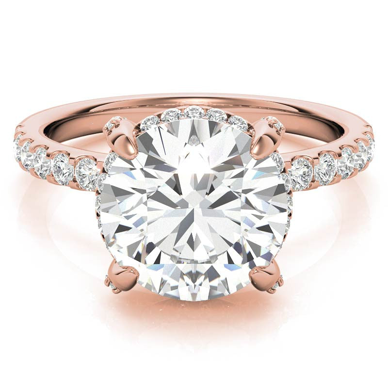 Round Petite Pave Style Moissanite Engagement Ring