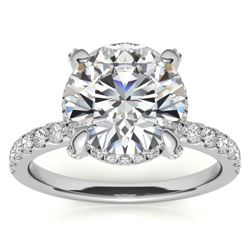 Round Petite Pave Style Moissanite Engagement Ring