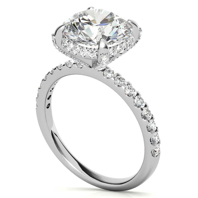 Round Petite Pave Style Moissanite Engagement Ring