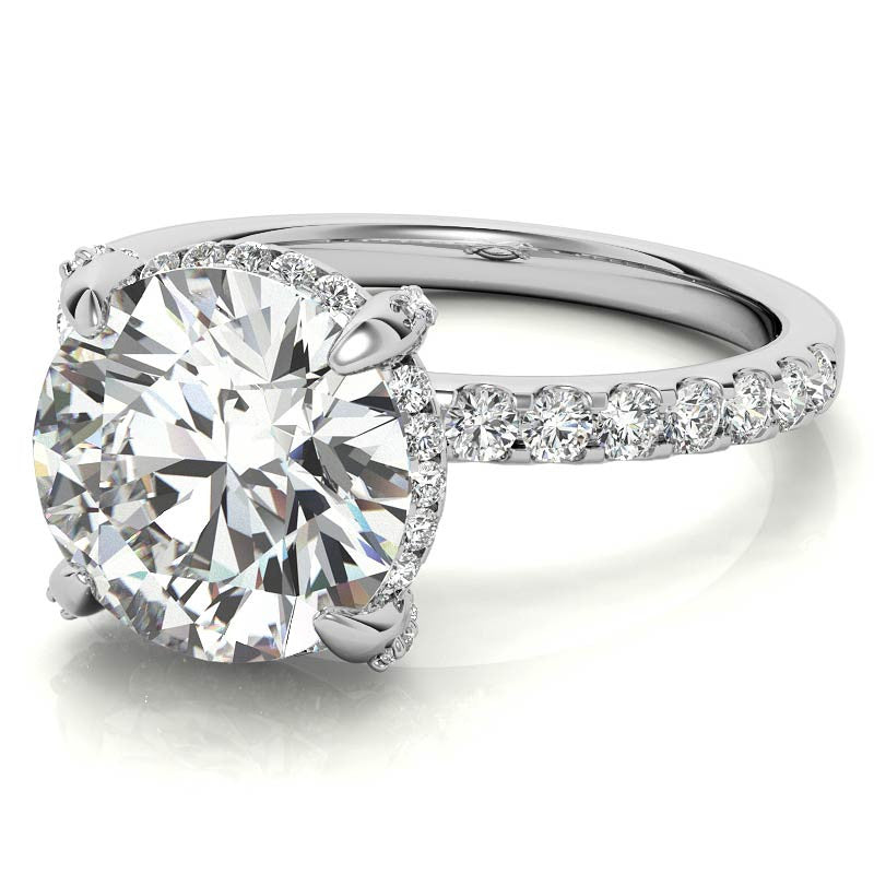 Round Petite Pave Style Moissanite Engagement Ring