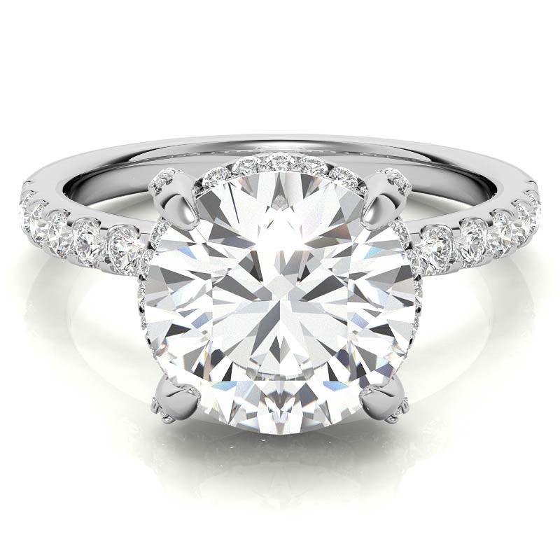 Round Petite Pave Style Moissanite Engagement Ring
