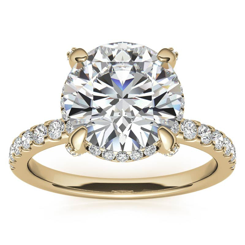 Round Petite Pave Style Moissanite Engagement Ring