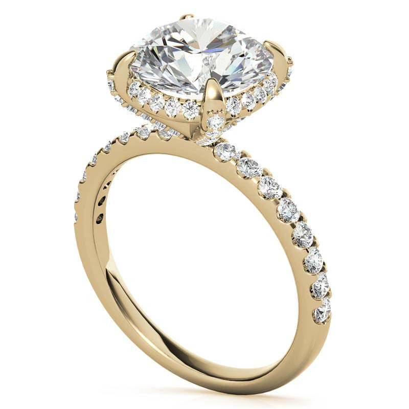 Round Petite Pave Style Moissanite Engagement Ring