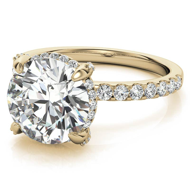 Round Petite Pave Style Moissanite Engagement Ring