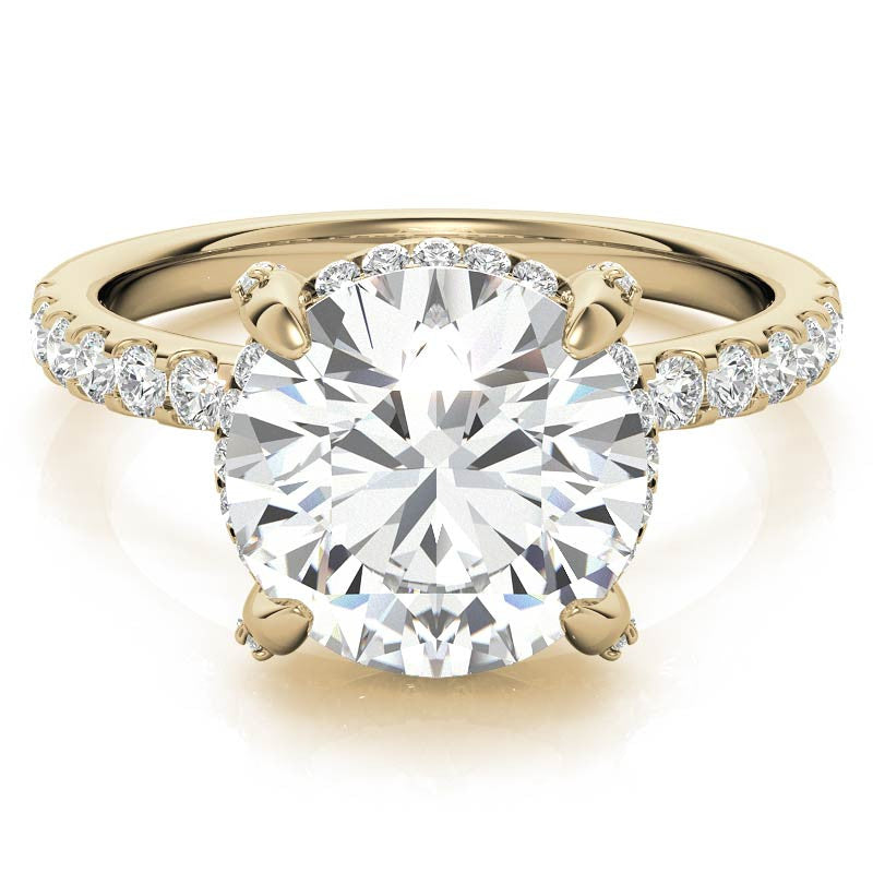 Round Petite Pave Style Moissanite Engagement Ring
