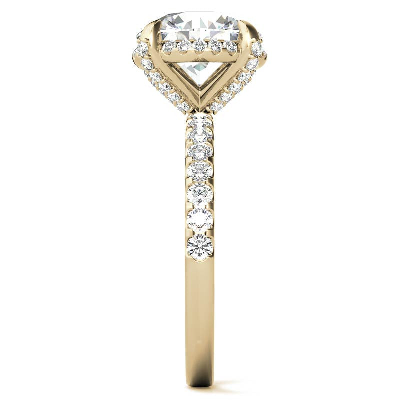Round Petite Pave Style Moissanite Engagement Ring