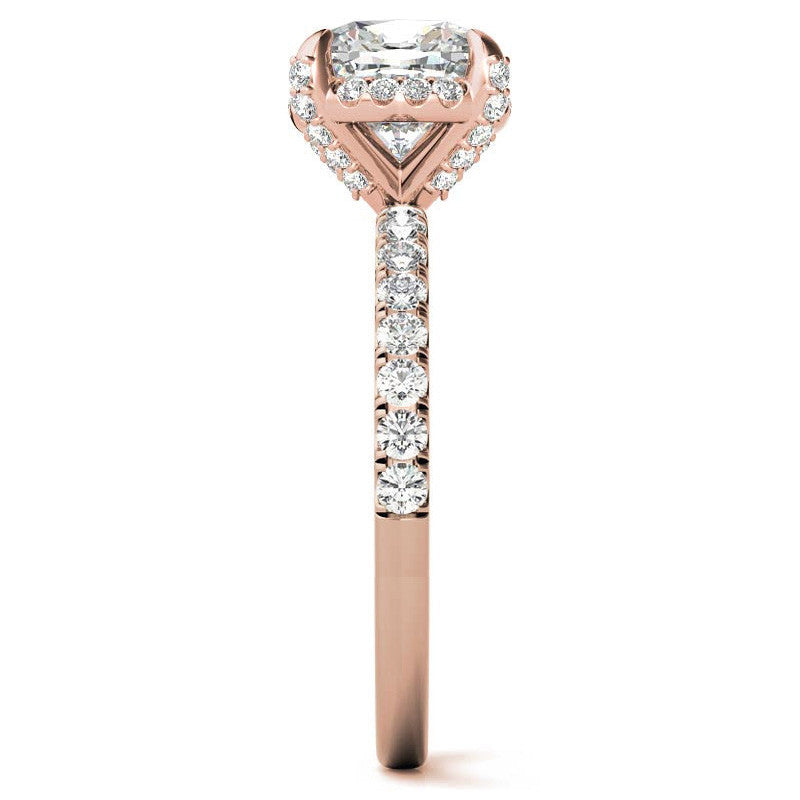 Cushion Petite Pave Style Moissanite Engagement Ring