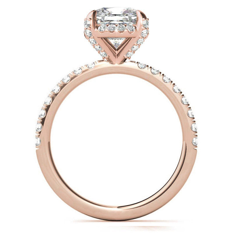 Cushion Petite Pave Style Moissanite Engagement Ring