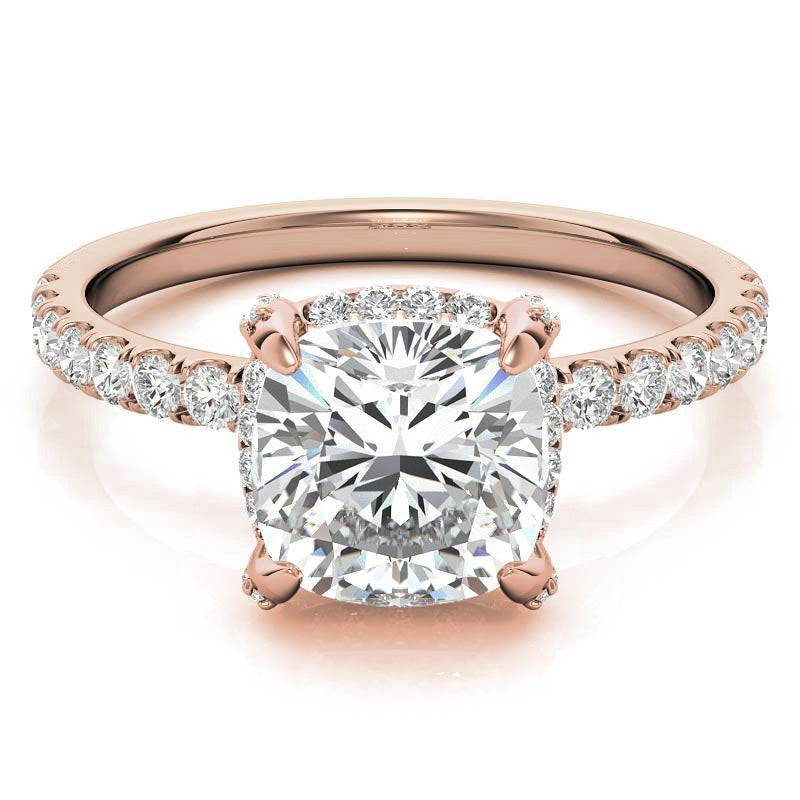 Cushion Petite Pave Style Moissanite Engagement Ring