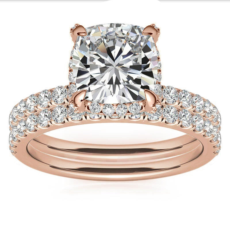 Cushion Petite Pave Style Moissanite Engagement Ring