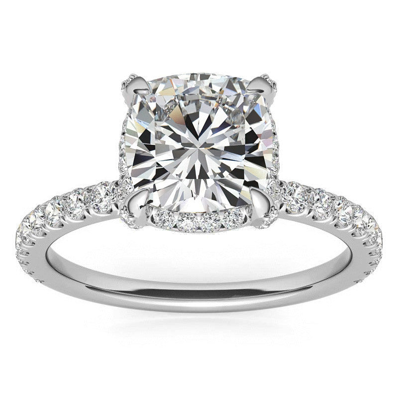 Cushion Petite Pave Style Moissanite Engagement Ring