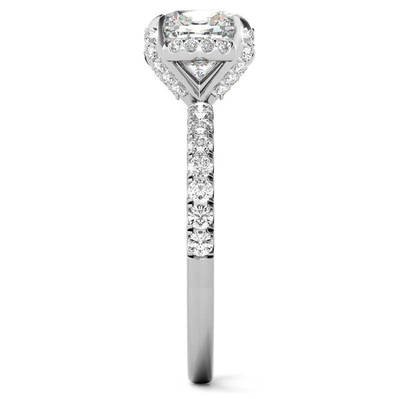 Cushion Petite Pave Style Moissanite Engagement Ring