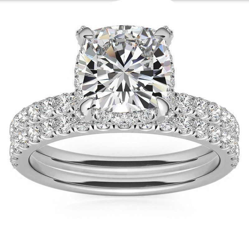 Cushion Petite Pave Style Moissanite Engagement Ring