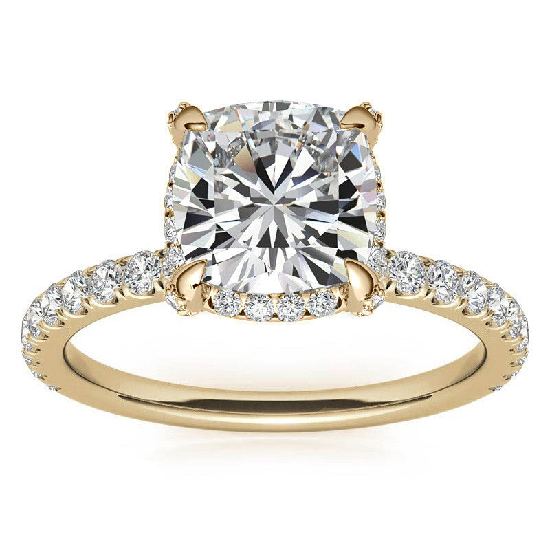 Cushion Petite Pave Style Moissanite Engagement Ring