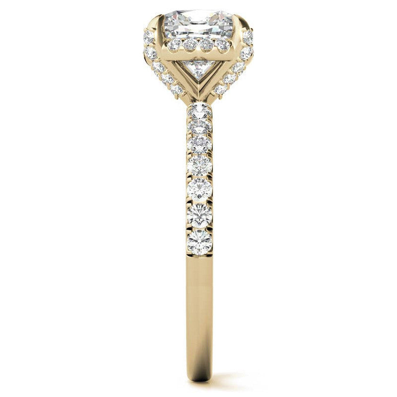 Cushion Petite Pave Style Moissanite Engagement Ring