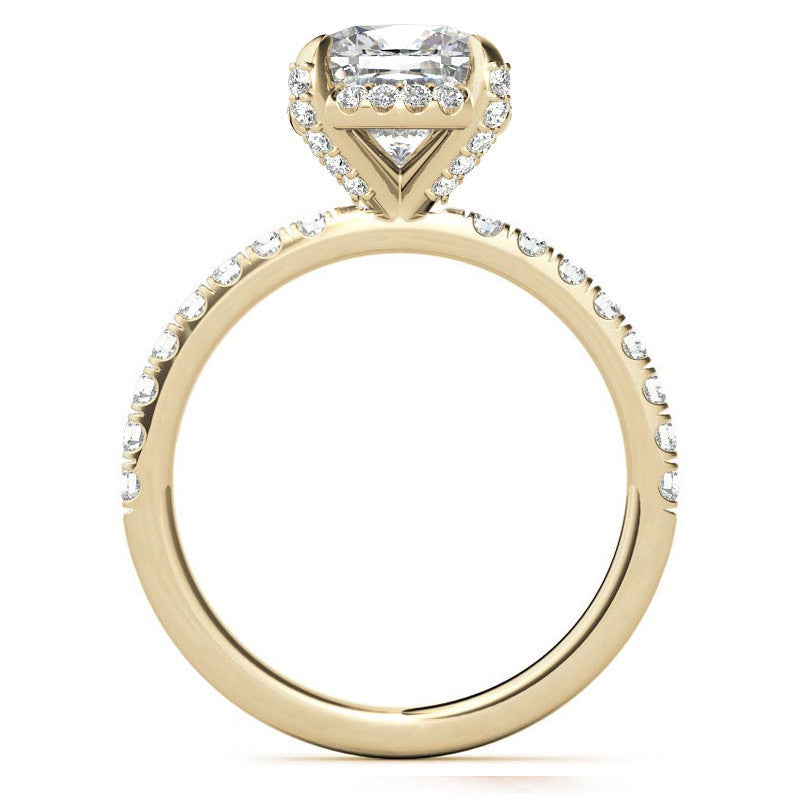 Cushion Petite Pave Style Moissanite Engagement Ring