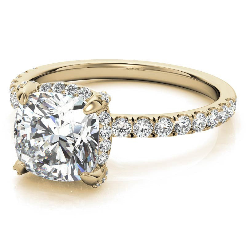 Cushion Petite Pave Style Moissanite Engagement Ring