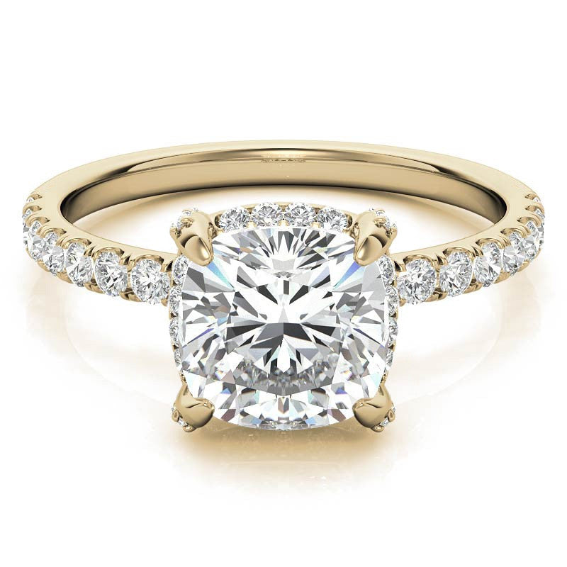Cushion Petite Pave Style Moissanite Engagement Ring