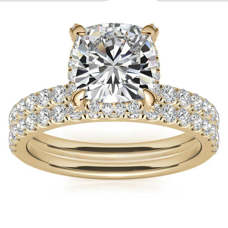 Cushion Petite Pave Style Moissanite Engagement Ring