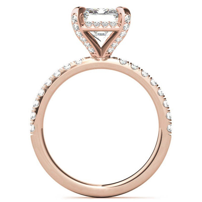 Radiant/Emerald Moissanite Petite Pave Style Engagement Ring