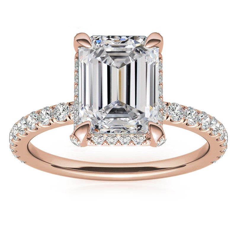 Radiant/Emerald Moissanite Petite Pave Style Engagement Ring