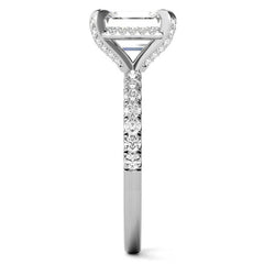 Radiant/Emerald Moissanite Petite Pave Style Engagement Ring